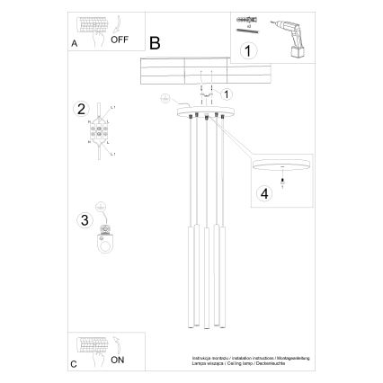 Lámpara colgante PASTELO 5xG9/8W/230V rojo