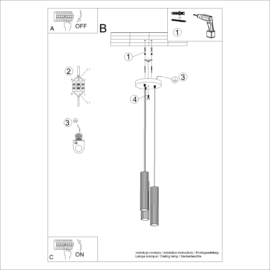 Lámpara colgante KARBON 3xGU10/10W/230V negro
