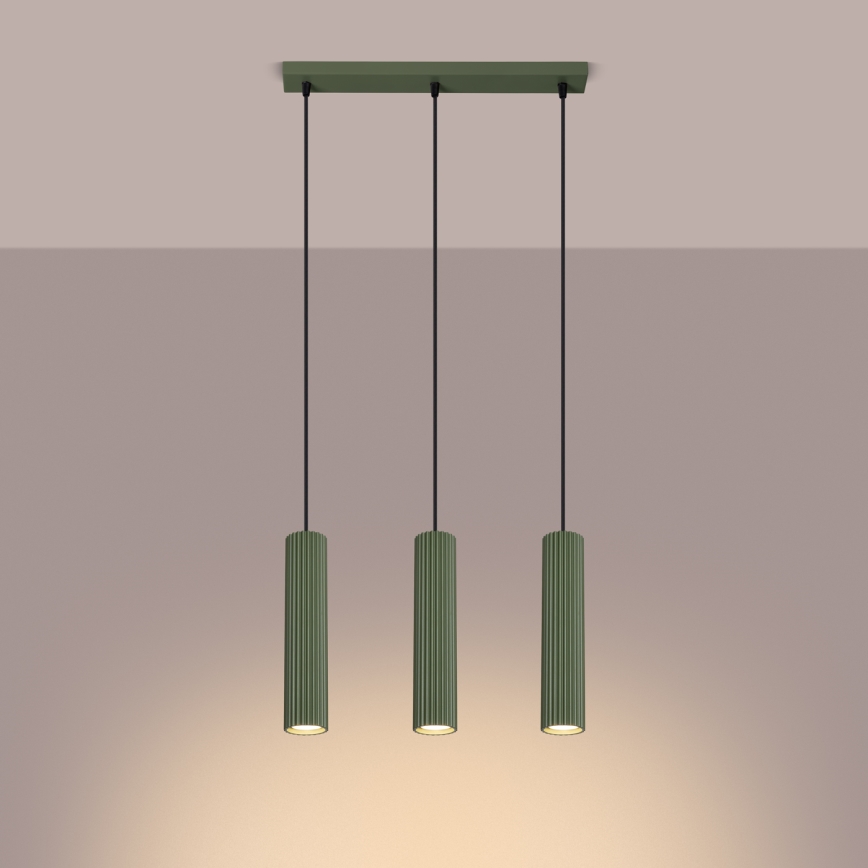 Lámpara colgante KARBON 3xGU10/10W/230V Verde