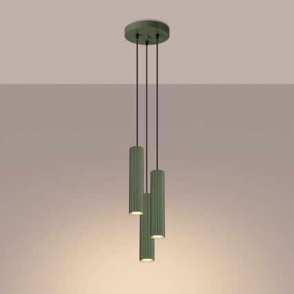Lámpara colgante KARBON 3xGU10/10W/230V verde