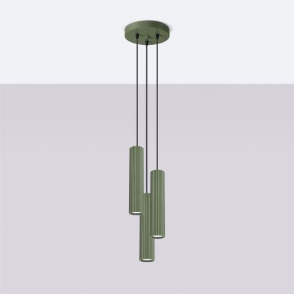 Lámpara colgante KARBON 3xGU10/10W/230V verde