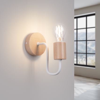 Aplique TIMBO 1xE27/15W/230V blanco/beige/haya