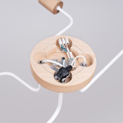 Lámpara de techo TIMBO 4xE27/15W/230V blanco/beige/haya