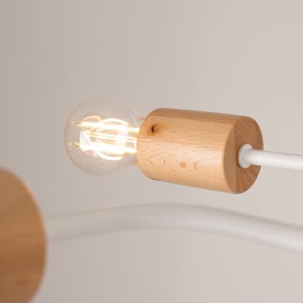 Lámpara de techo TIMBO 8xE27/15W/230V blanco/beige/haya