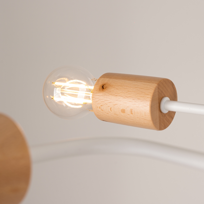 Lámpara de techo TIMBO 8xE27/15W/230V blanco/beige/haya