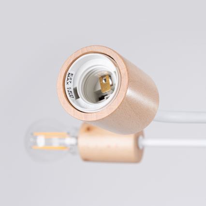 Lámpara de techo TIMBO 8xE27/15W/230V blanco/beige/haya