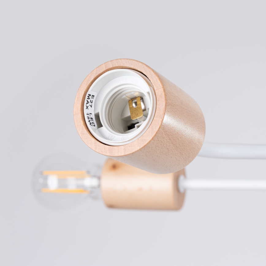 Lámpara de techo TIMBO 8xE27/15W/230V blanco/beige/haya