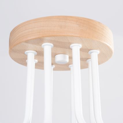Lámpara de techo TIMBO 8xE27/15W/230V blanco/beige/haya