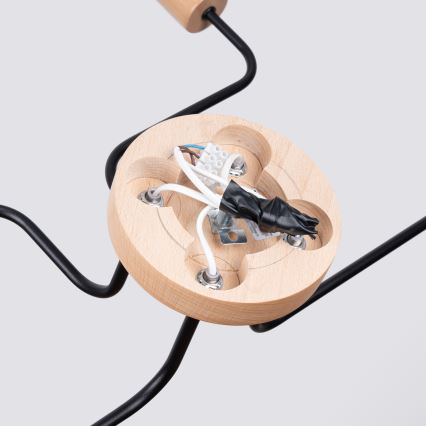 Lámpara de techo TIMBO 4xE27/15W/230V negro/beige/haya