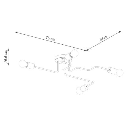 Lámpara de techo TIMBO 4xE27/15W/230V negro/beige/haya