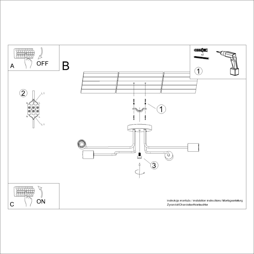 Lámpara de techo TIMBO 4xE27/15W/230V negro/beige/haya