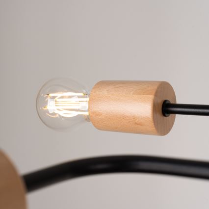 Lámpara de techo TIMBO 8xE27/15W/230V negro/beige/haya