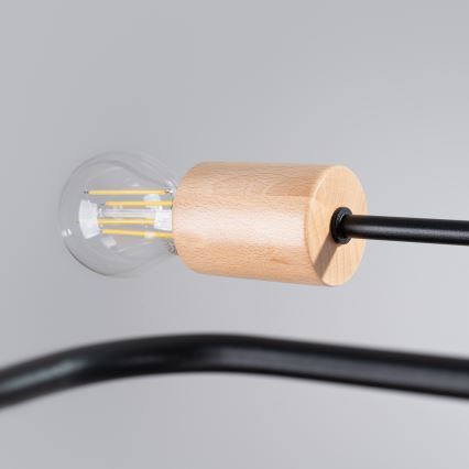 Lámpara de techo TIMBO 8xE27/15W/230V negro/beige/haya