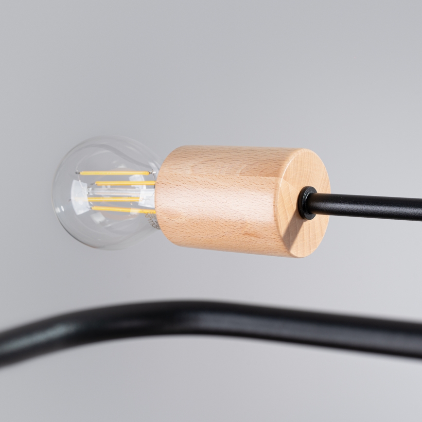 Lámpara de techo TIMBO 8xE27/15W/230V negro/beige/haya
