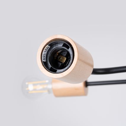 Lámpara de techo TIMBO 8xE27/15W/230V negro/beige/haya