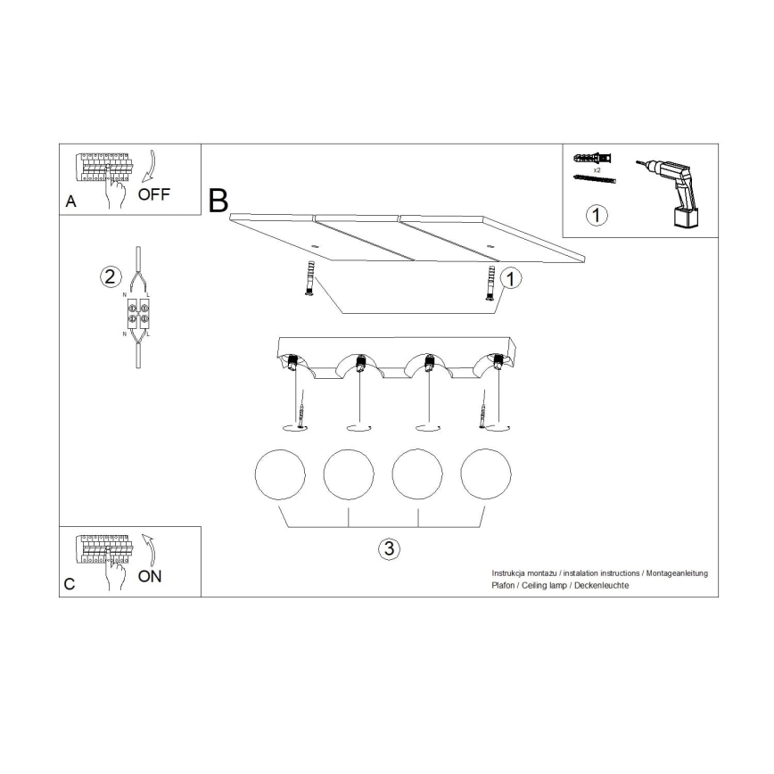 Plafón BULBO 4xG9/8W/230V haya/blanco