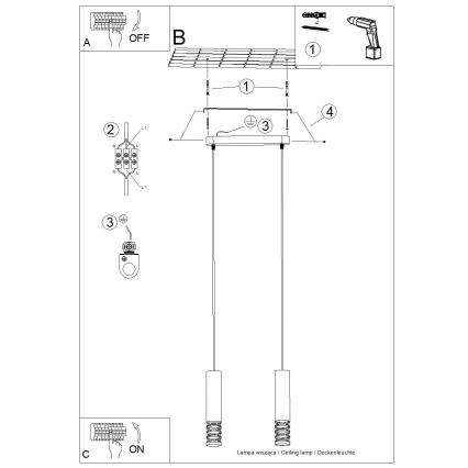 Lámpara colgante LAMI 2xGU10/10W/230V blanco