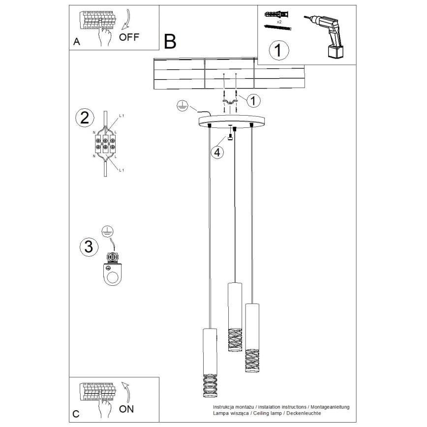 Lámpara colgante LAMI 3xGU10/10W/230V blanco