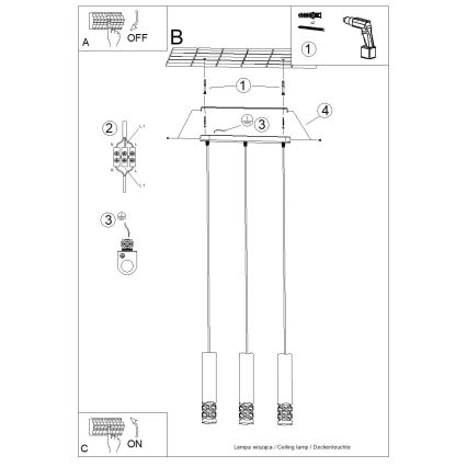 Lámpara colgante LIRO 3xGU10/10W/230V blanco