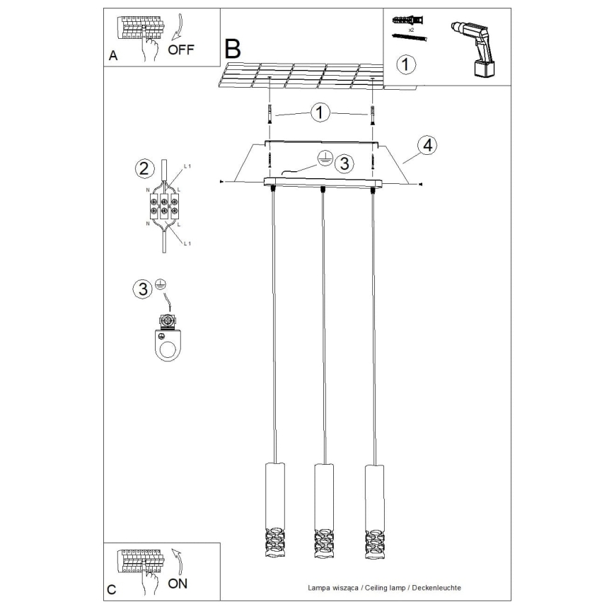 Lámpara colgante LIRO 3xGU10/10W/230V blanco
