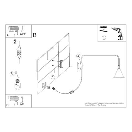 Aplique NOX 1xE14/10W/230V negro