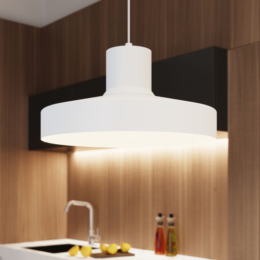 Lámpara colgante BILO 1xE27/15W/230V diá. 35 cm blanco