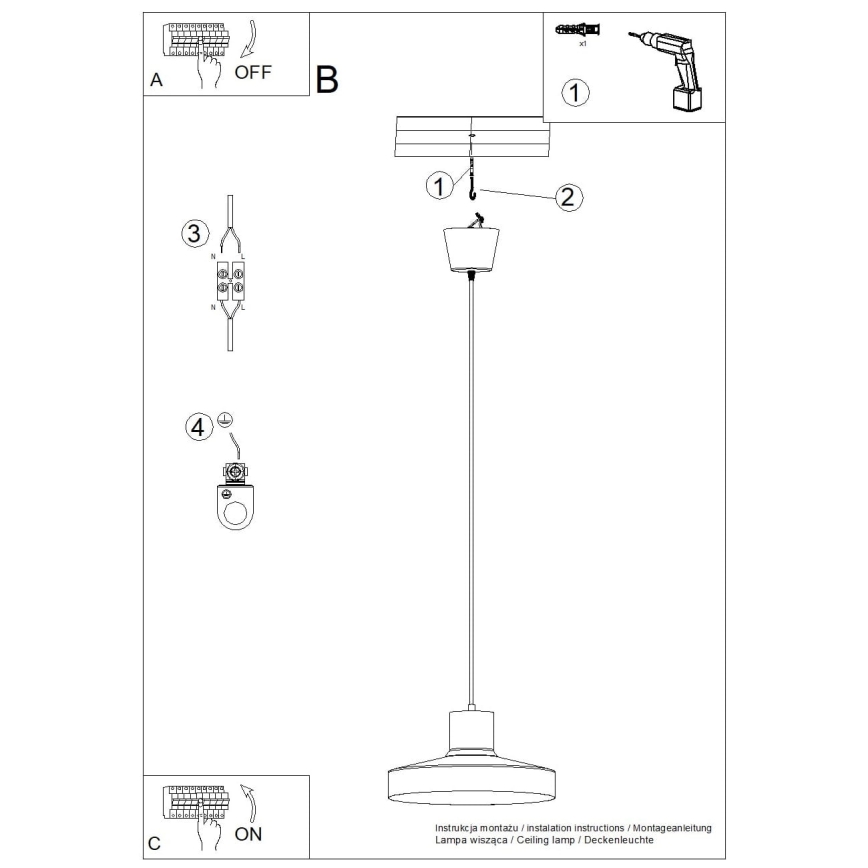 Lámpara colgante BILO 1xE27/15W/230V diá. 35 cm blanco
