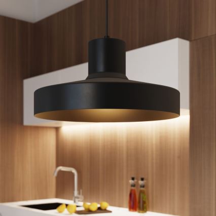 Lámpara colgante BILO 1xE27/15W/230V diá. 35 cm negro