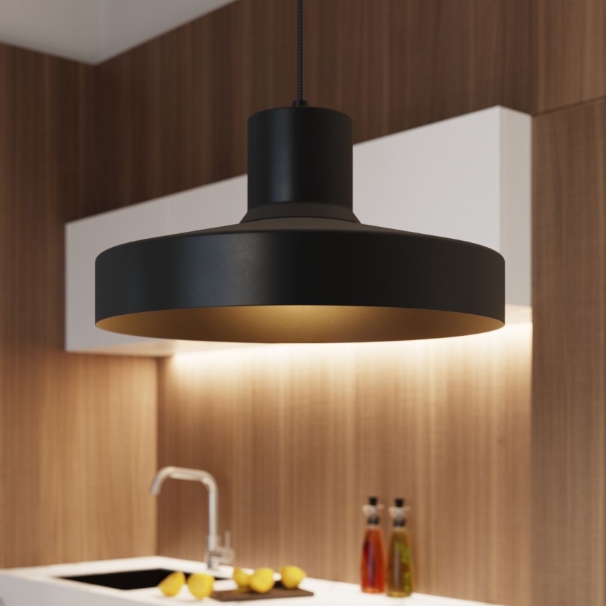 Lámpara colgante BILO 1xE27/15W/230V diá. 35 cm negro
