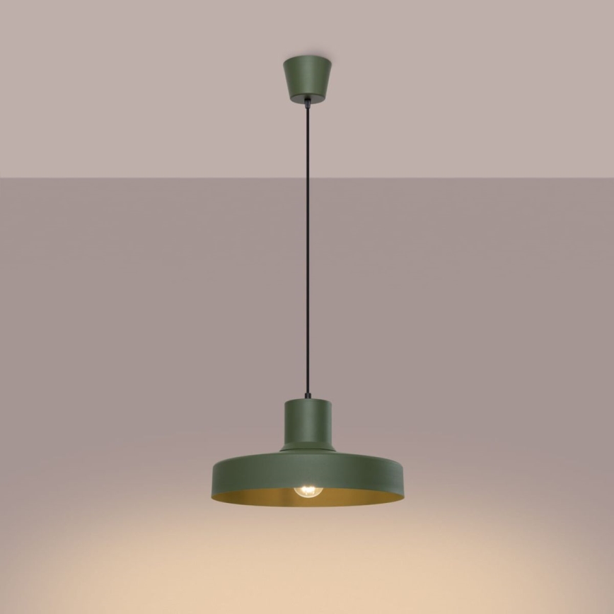 Lámpara colgante BILO 1xE27/15W/230V diá. 35 cm verde