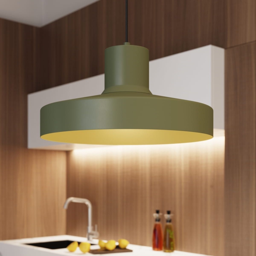 Lámpara colgante BILO 1xE27/15W/230V diá. 35 cm verde