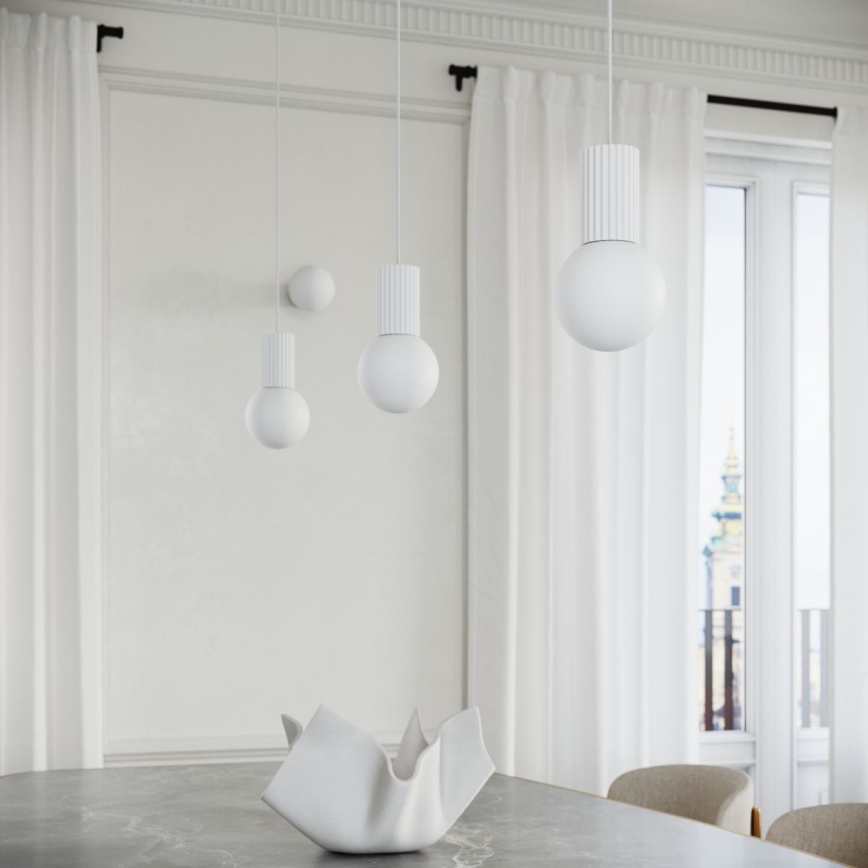 Lámpara colgante HALO 1xG9/8W/230V diá. 12 cm blanco