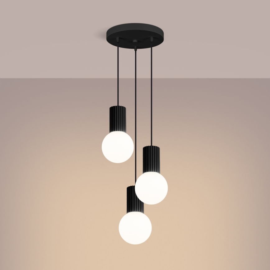 Lámpara colgante HALO 3xG9/8W/230V diá. 25 cm negro
