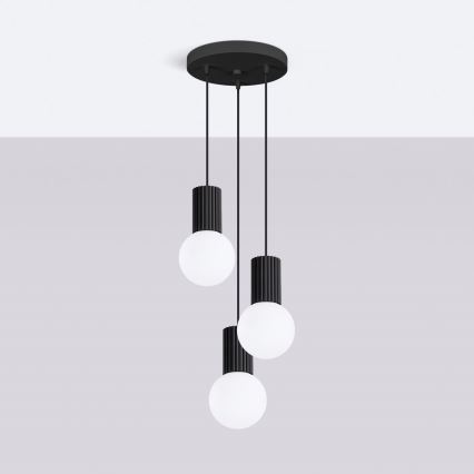 Lámpara colgante HALO 3xG9/8W/230V diá. 25 cm negro