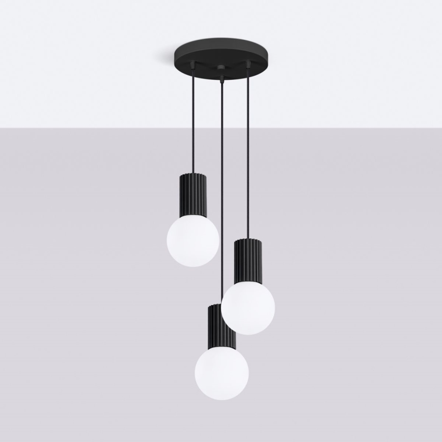 Lámpara colgante HALO 3xG9/8W/230V diá. 25 cm negro
