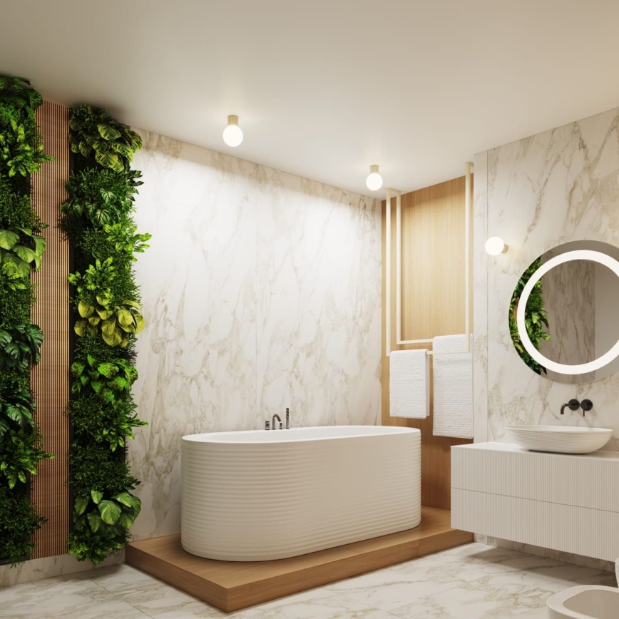 Plafón de baño HALO 1xG9/8W/230V diá. 12 cm IP44 color crema