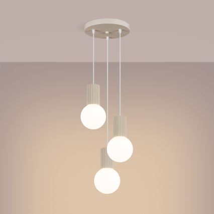 Lámpara colgante HALO 3xG9/8W/230V diá. 25 cm color crema