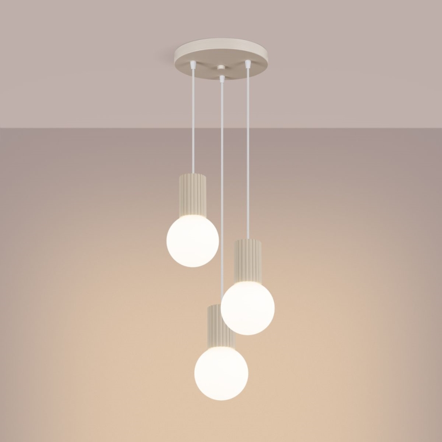 Lámpara colgante HALO 3xG9/8W/230V diá. 25 cm color crema