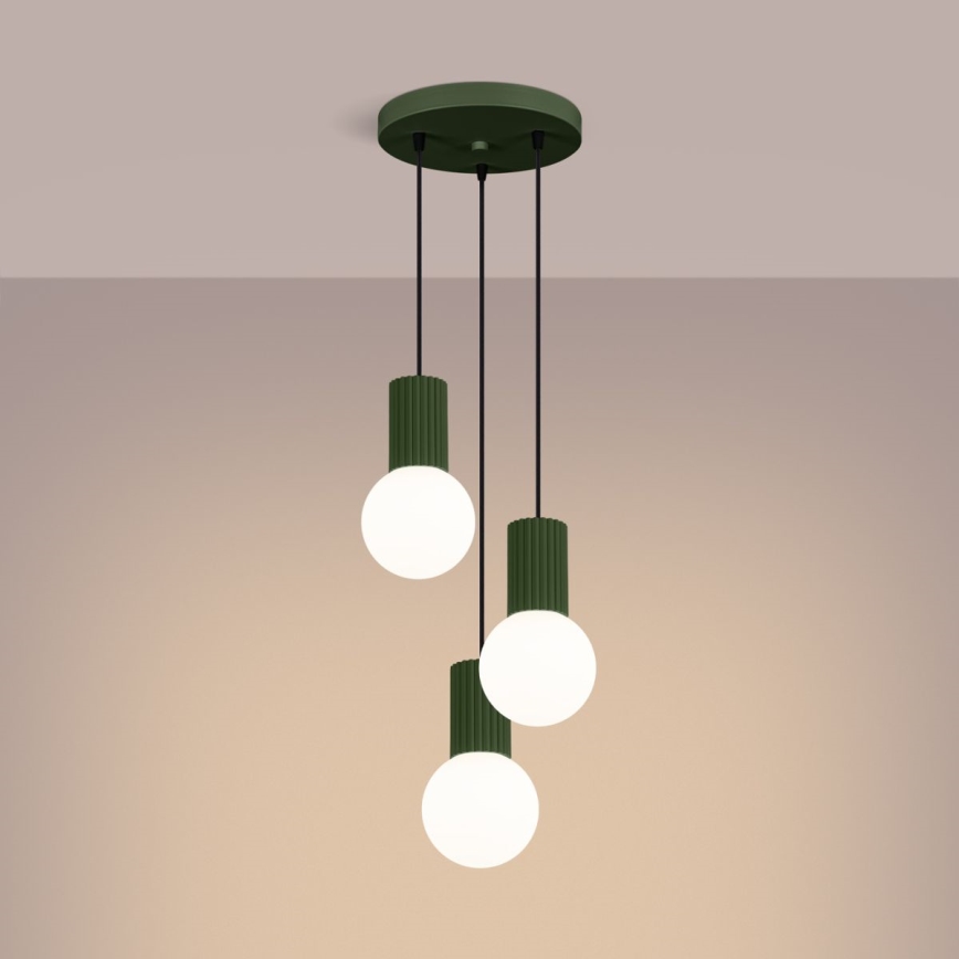 Lámpara colgante HALO 3xG9/8W/230V diá. 25 cm verde