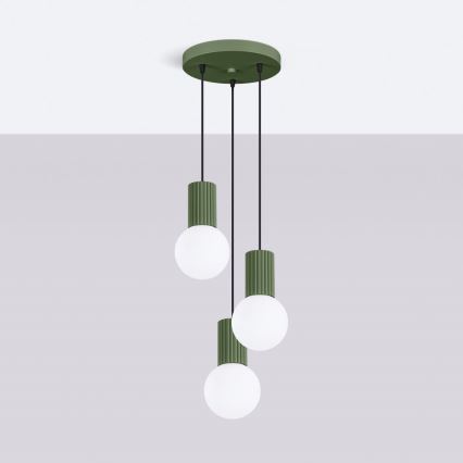 Lámpara colgante HALO 3xG9/8W/230V diá. 25 cm verde