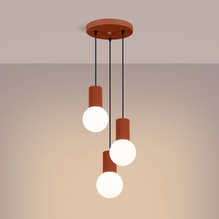 Lámpara colgante HALO 3xG9/8W/230V diá. 25 cm naranja