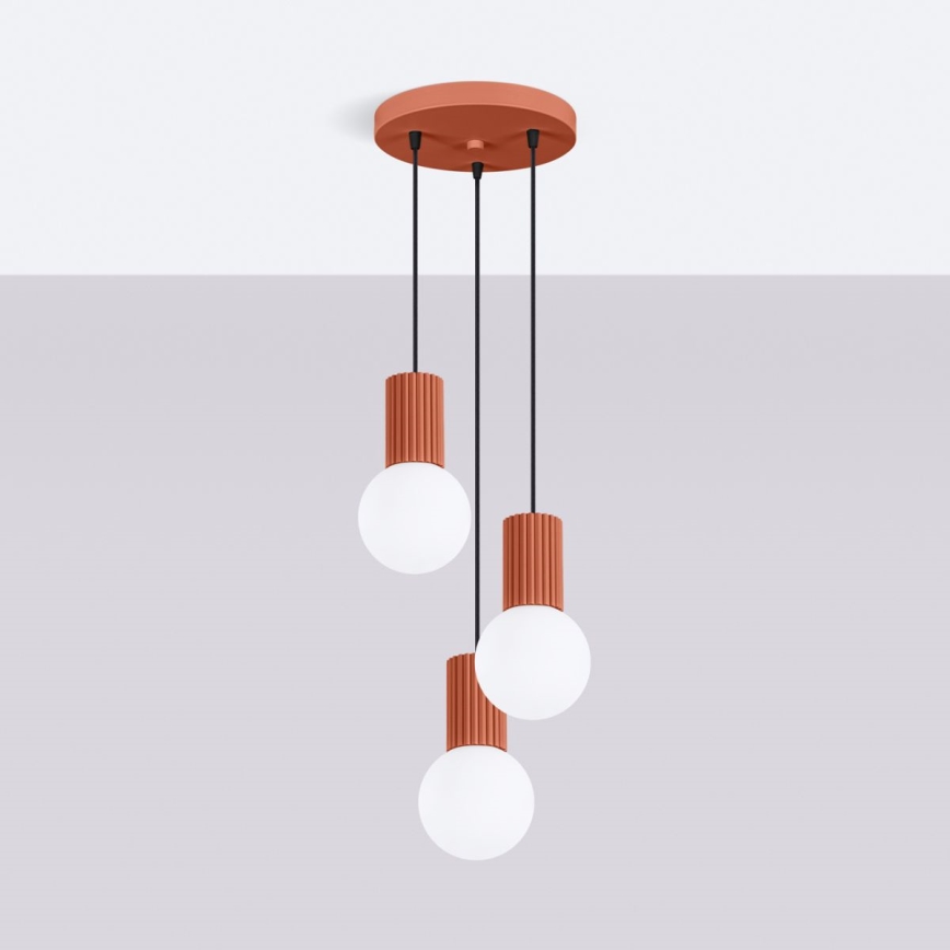 Lámpara colgante HALO 3xG9/8W/230V diá. 25 cm naranja