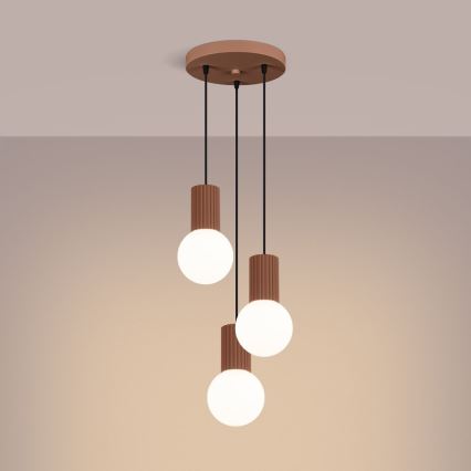 Lámpara colgante HALO 3xG9/8W/230V diá. 25 cm marrón