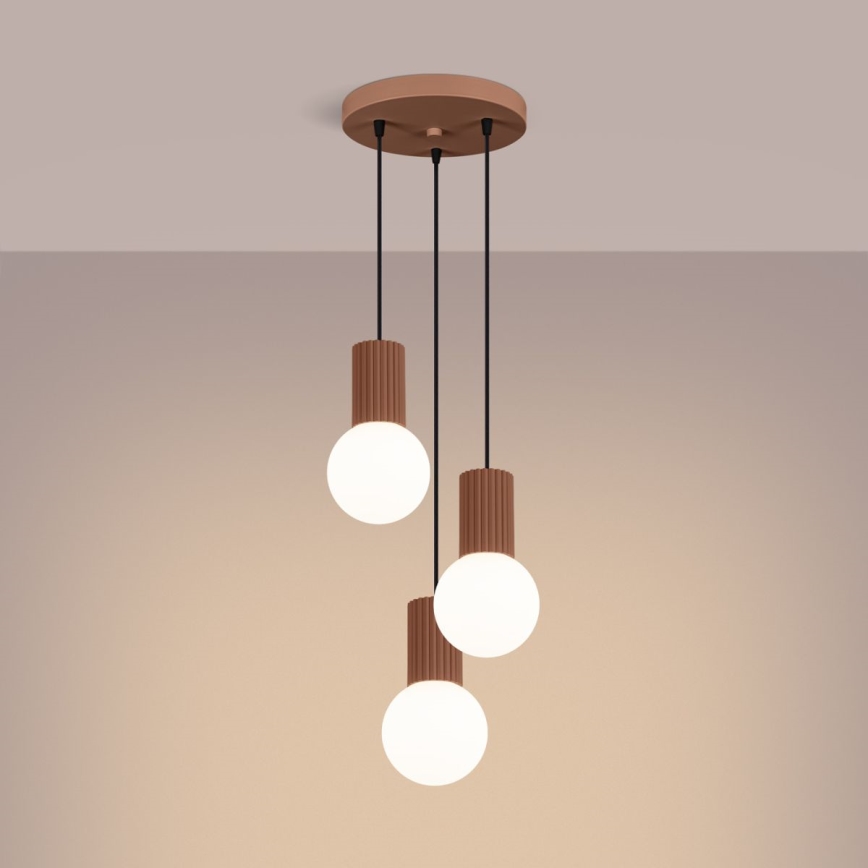 Lámpara colgante HALO 3xG9/8W/230V diá. 25 cm marrón