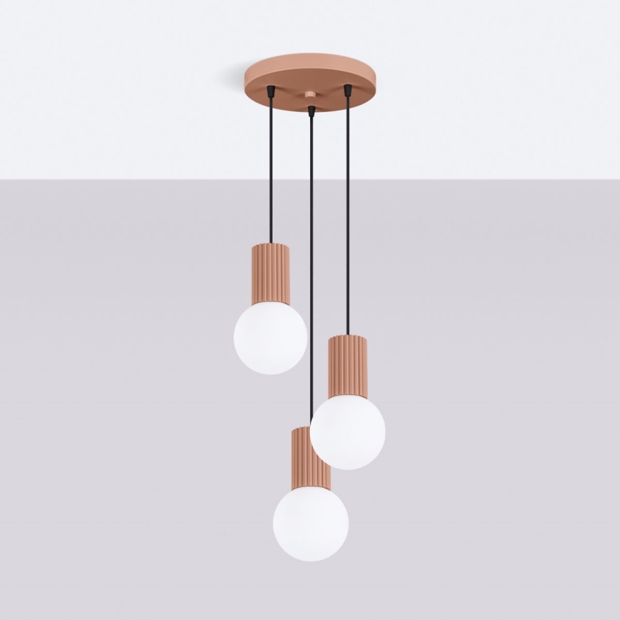 Lámpara colgante HALO 3xG9/8W/230V diá. 25 cm marrón
