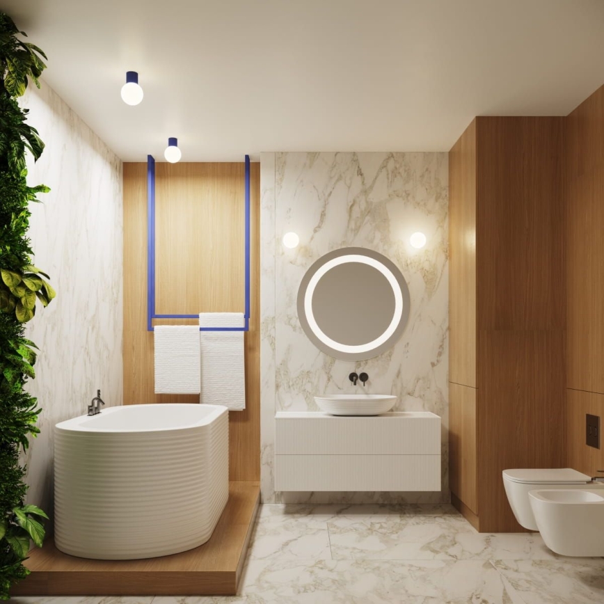 Plafón de baño HALO 1xG9/8W/230V diá. 12 cm IP44 azul