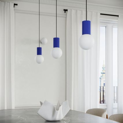 Lámpara colgante HALO 1xG9/8W/230V diá. 12 cm azul