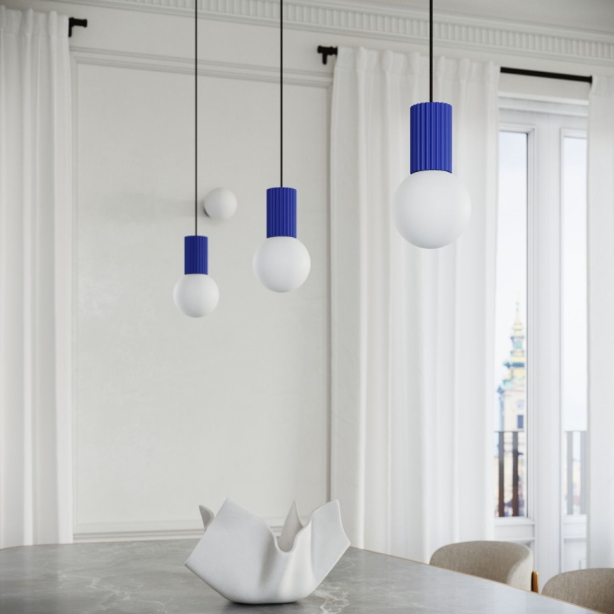 Lámpara colgante HALO 1xG9/8W/230V diá. 12 cm azul
