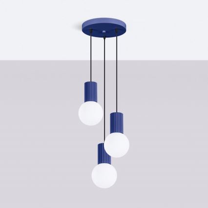 Lámpara colgante HALO 3xG9/8W/230V diá. 25 cm azul