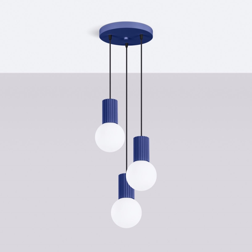 Lámpara colgante HALO 3xG9/8W/230V diá. 25 cm azul